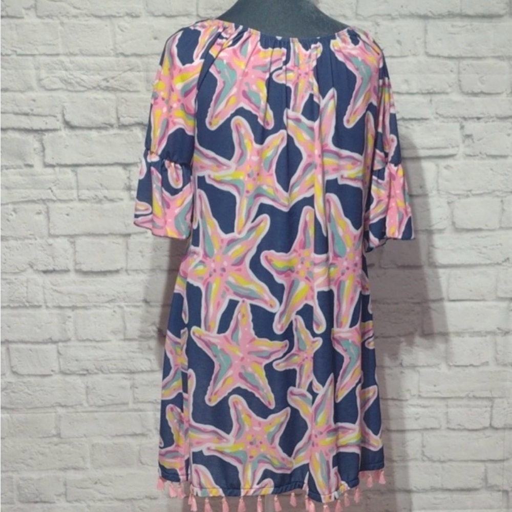 Simply Southern Navy Blue Dress with Pink Starfish Print - Picture 5 of 9